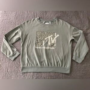 Viacom Internat’l Inc. MTV Music Television Olive Green Medium Crew Sweatshirt